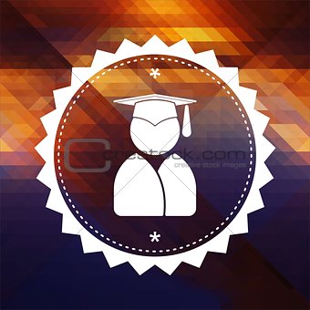 Graduate Icon on Triangle Background.