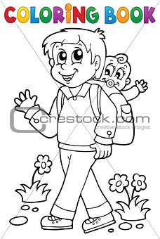 Coloring book father with child 1