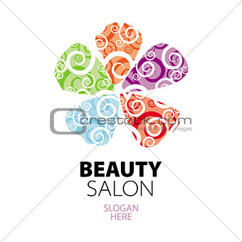 abstract colorful logo of lacy petals