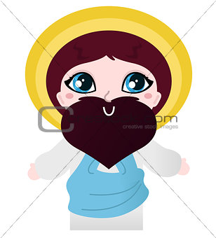 Cute Jesus Christ character isolated on white