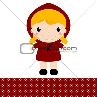Cute retro Red riding hood isolated on white