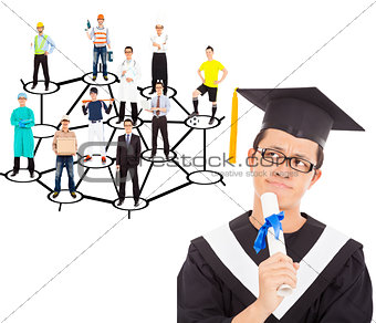 graduate thinking about his career planning