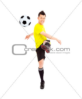 soccer player shooting a ball 