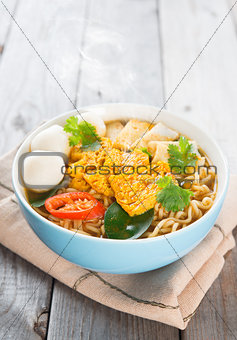 Spicy curry instant noodles.