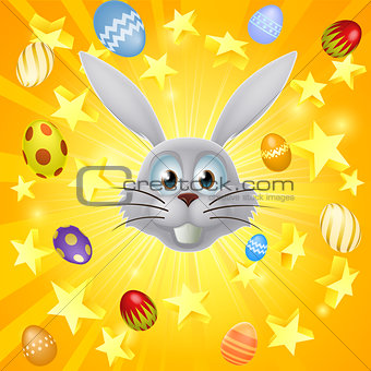 Easter bunny egg and star background