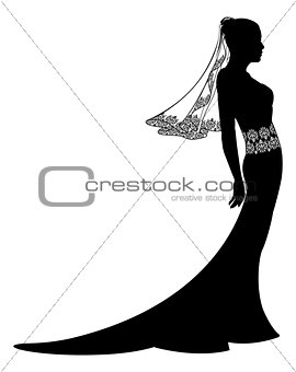 Bride in wedding dress silhouette
