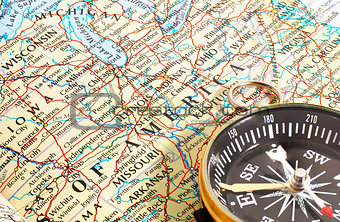 compass and map North America