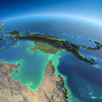Detailed Earth. Australia and Papua New Guinea