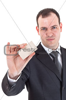 businessman show blank card