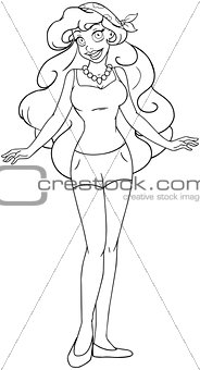 African Girl In Tanktop And Shorts Coloring Page