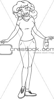 African Teenage Girl In TShirt And Pants Coloring Page