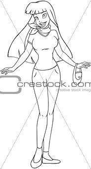 Asian Teenage Girl In TShirt And Pants Coloring Page