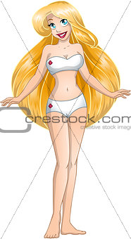 Blond Teenage Girl In Underwear
