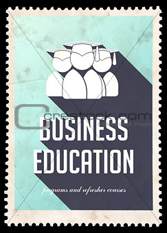 Business Education on Light Blue in Flat Design.