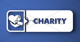Charity Concept on Blue in Flat Design Style.