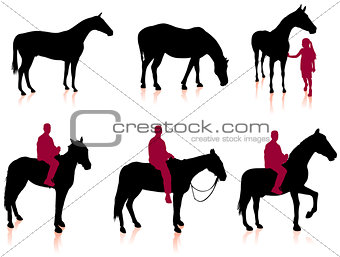 Horse and Jockey Silhouette Set