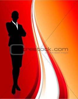 businesswoman on abstract red background 