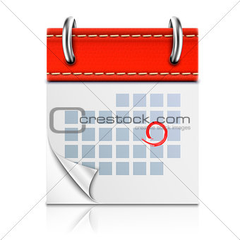 Realistic Isolated Red Calendar Icon.