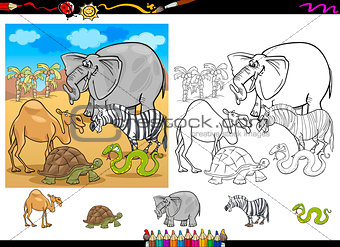 safari animals coloring page set