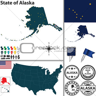 Map of state Alaska, USA