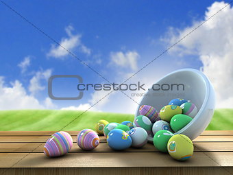 Easter eggs outside
