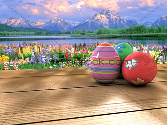 Easter eggs on a table