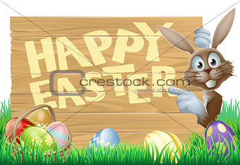 Easter eggs and bunny sign