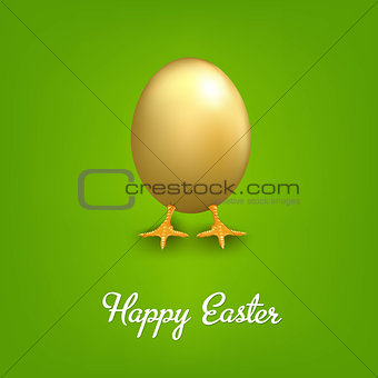 Happy Easter Card With Golden Egg
