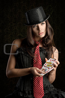 sexy girl with playing cards 