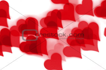 red hearts bokeh pattern