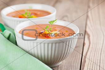 Gazpacho in bowls