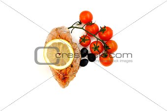 Fried chicken fillet with vegetables,