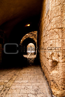 An alley in the old city in Jerusalem.
