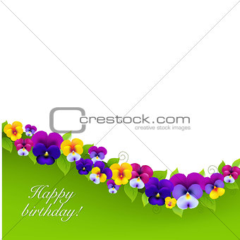 Background With Pansies And Leaf
