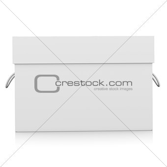 Closed white cardboard package box