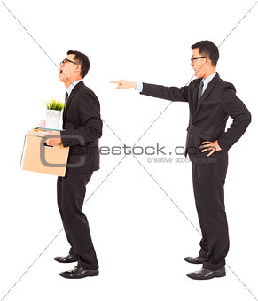 business boss pointing to fire the employee 