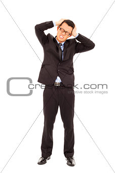 businessman have a headache with painful expression