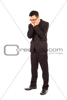 businessman have a  serious toothache 
