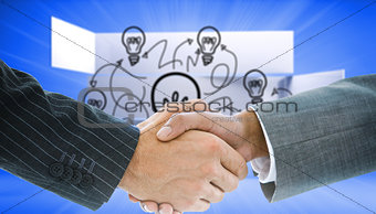 Composite image of business handshake against bulb