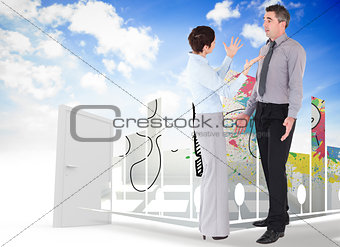 Composite image of office workers arguing