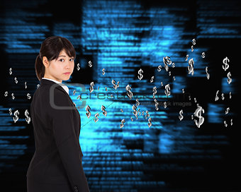 Composite image of serious businesswoman
