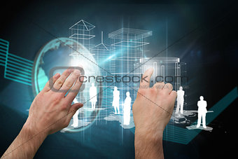 Composite image of hands pointing and presenting