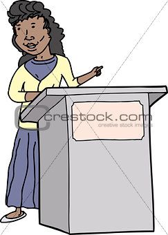 Woman Speaking at Lectern