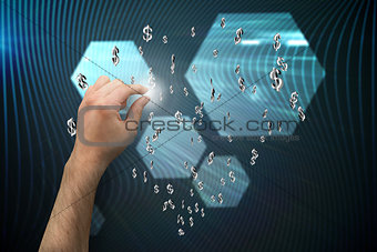 Composite image of hand presenting