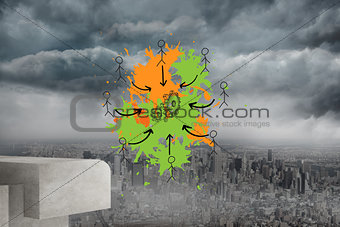 Composite image of human resources concept on paint splashes