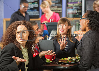 Irritated Woman in Cafe