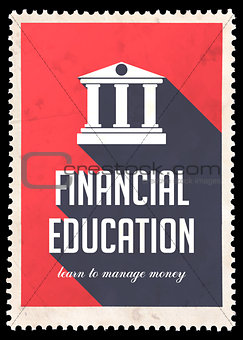 Financial Education on Red in Flat Design.