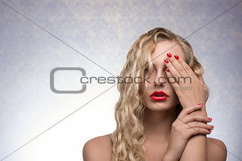 girl with sexy red make-up
