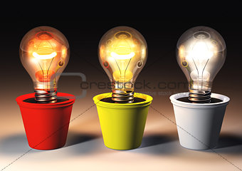 Three different light bulbs