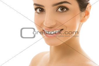 Skincare. Beautiful, natural girl with cute smile
